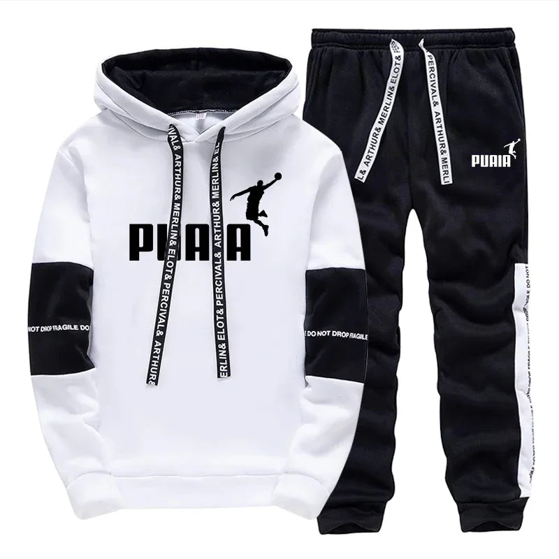 Men's Printed Tracksuit — Hoodie & Pants Gym Sports Jogging Set