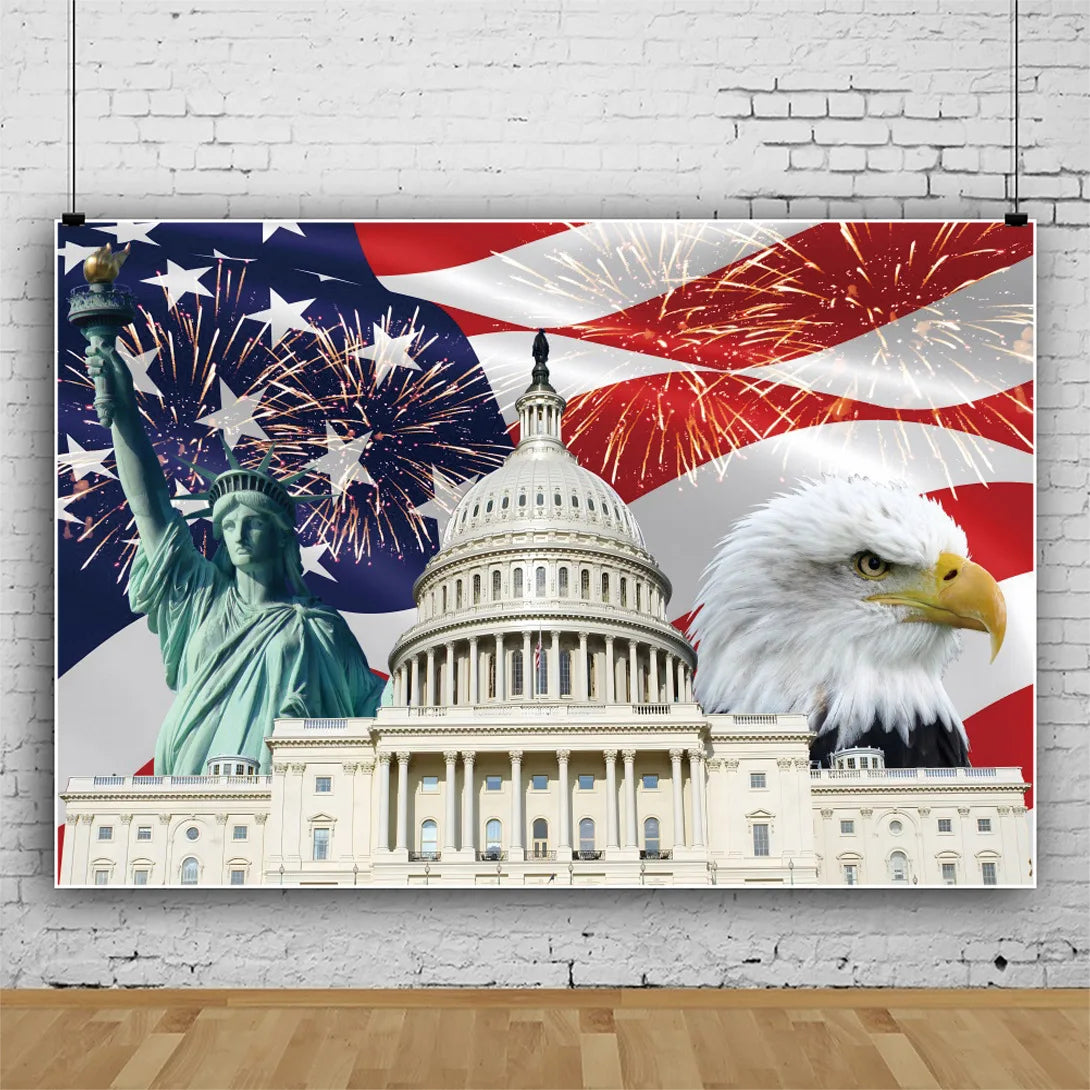 July 4th Independence Day Theme Background USA Flag Star Balloon Celebration Party Decoration Banner Photo Shoot Props Gifts