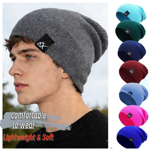 Knitted Hats Winter Unisex Warm Casual Slouchy Hats Outdoor Wool Caps Mens Beanie Letter Solid Color Fashion Street Hip Hop Hats