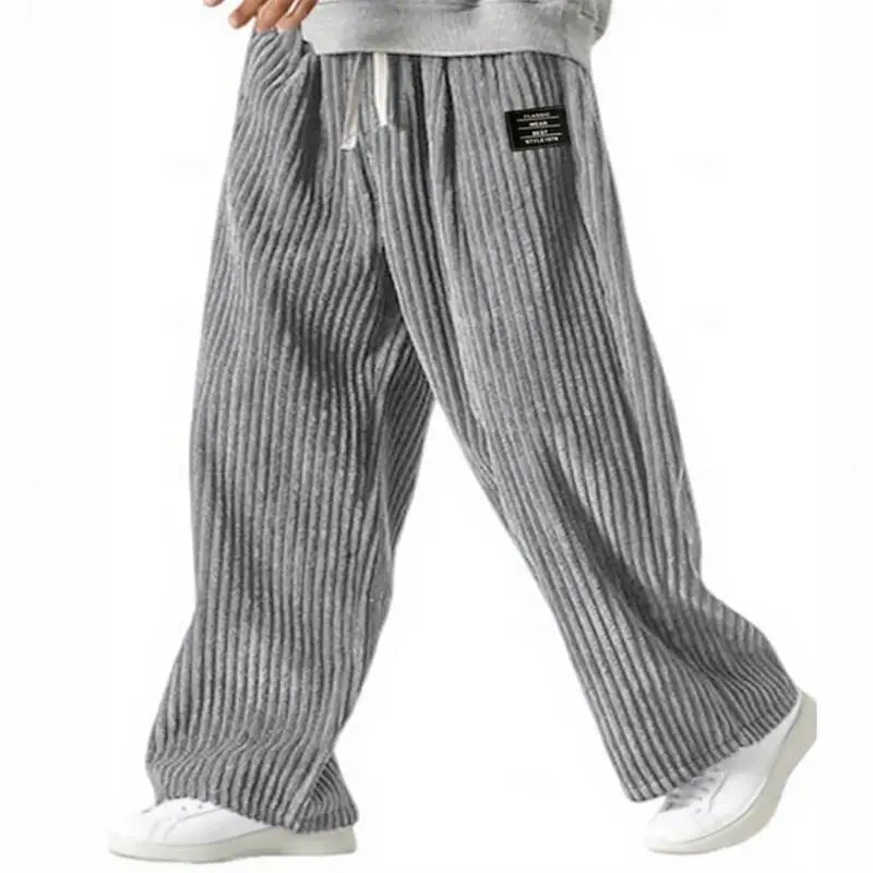 Men's Corduroy Pants Casual Trousers Straight Leg Relaxed Fit Elastic Waist with Drawstring Outdoor Comfortable Joggers Fashion