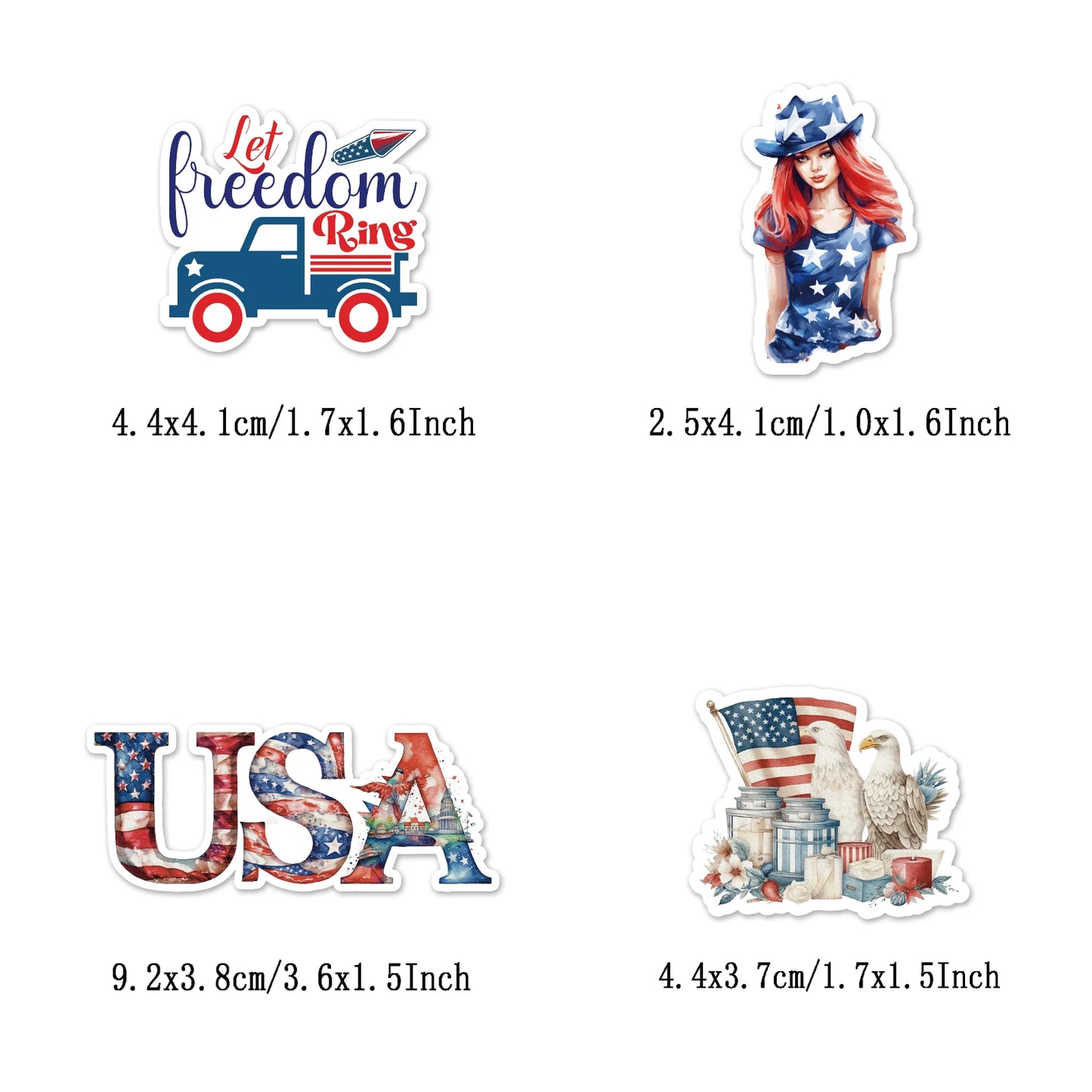 53 Pcs Patriotic American Flag Stickers, Vinyl 4th of July Decals for Festive Independence Day