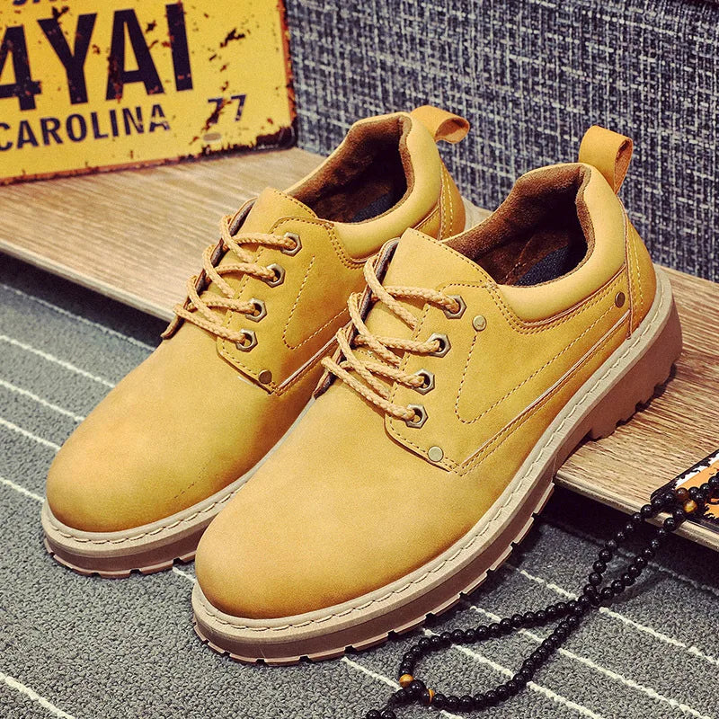 Mens Fashion Shoes England Style Formal Shoes for Man Non Slip Ankle Boots Outdoor Waterproof Casual Work Land Shoes