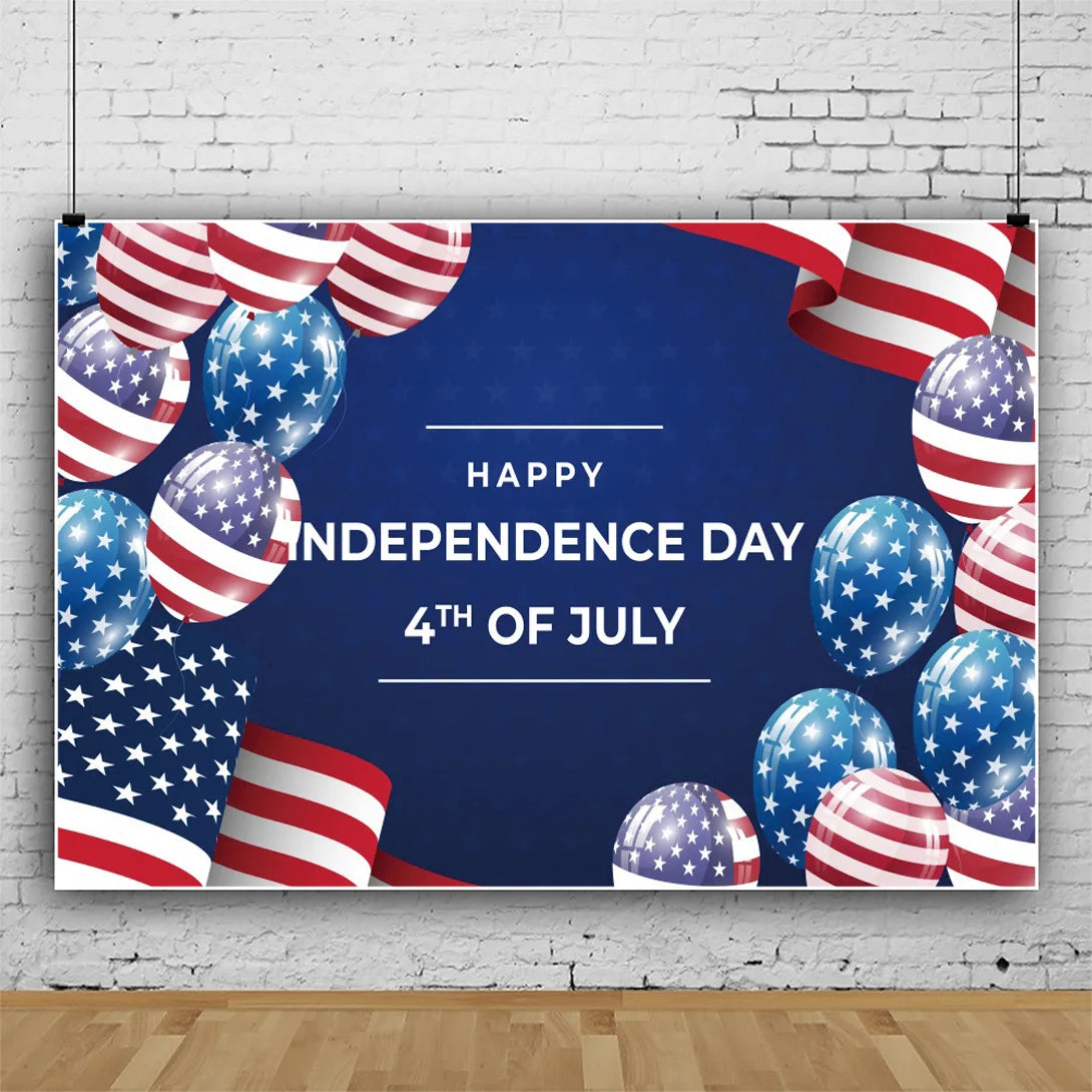 July 4th Independence Day Theme Background USA Flag Star Balloon Celebration Party Decoration Banner Photo Shoot Props Gifts