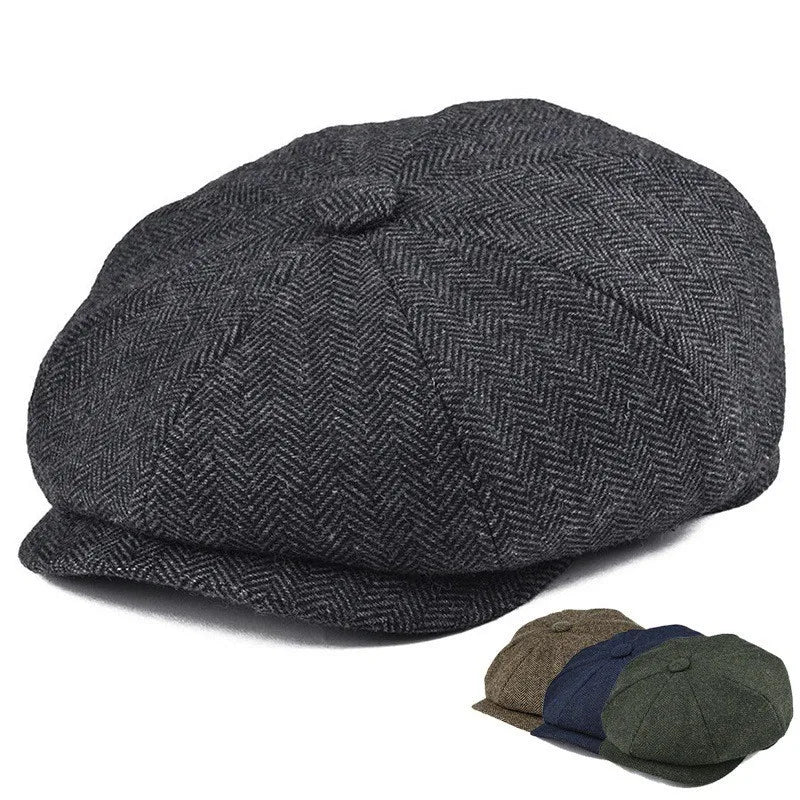 Men's Herringbone Beret,warm and Easy To Match, Felt Hat Fashionable Casual Newsboy Hat,suitable for Daily Work and Travel