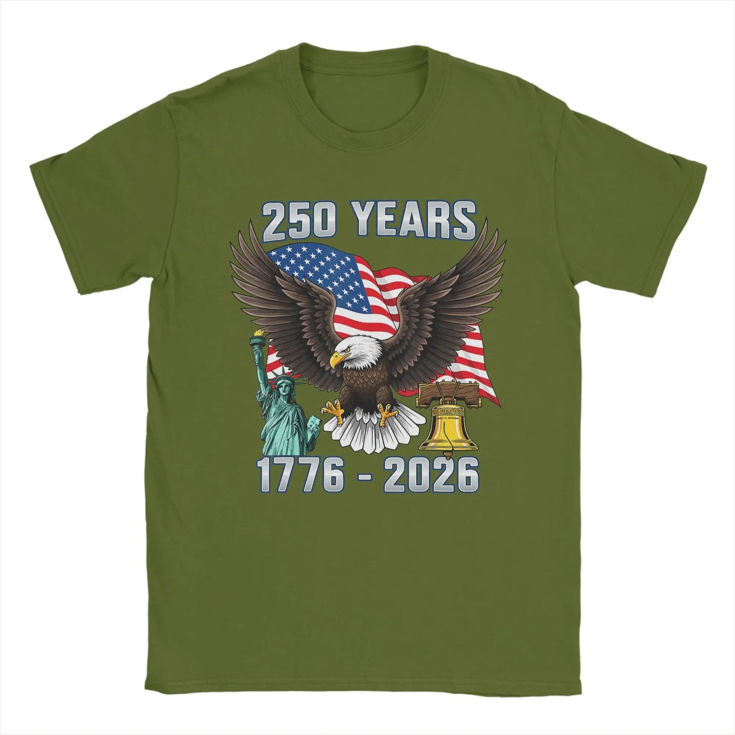 250 Years American 250th Anniversary US USA Flag 4th of July Men T Shirt  Vintage T Pure Cotton Adult Clothing