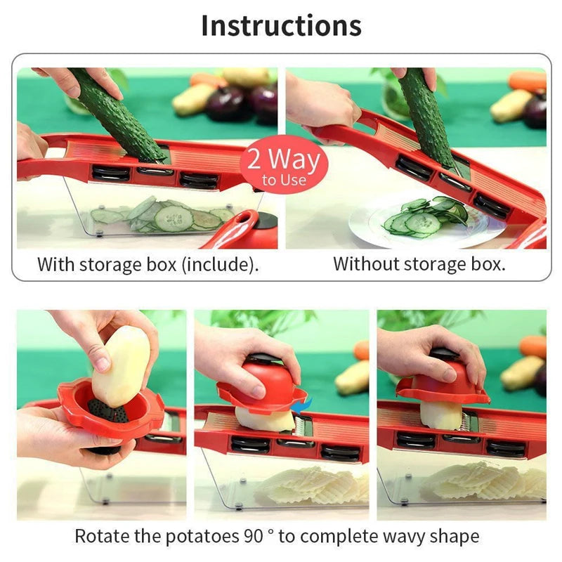 Multifunctional Vegetable Chopper & Grater – 7-Blade Kitchen Slicer Set