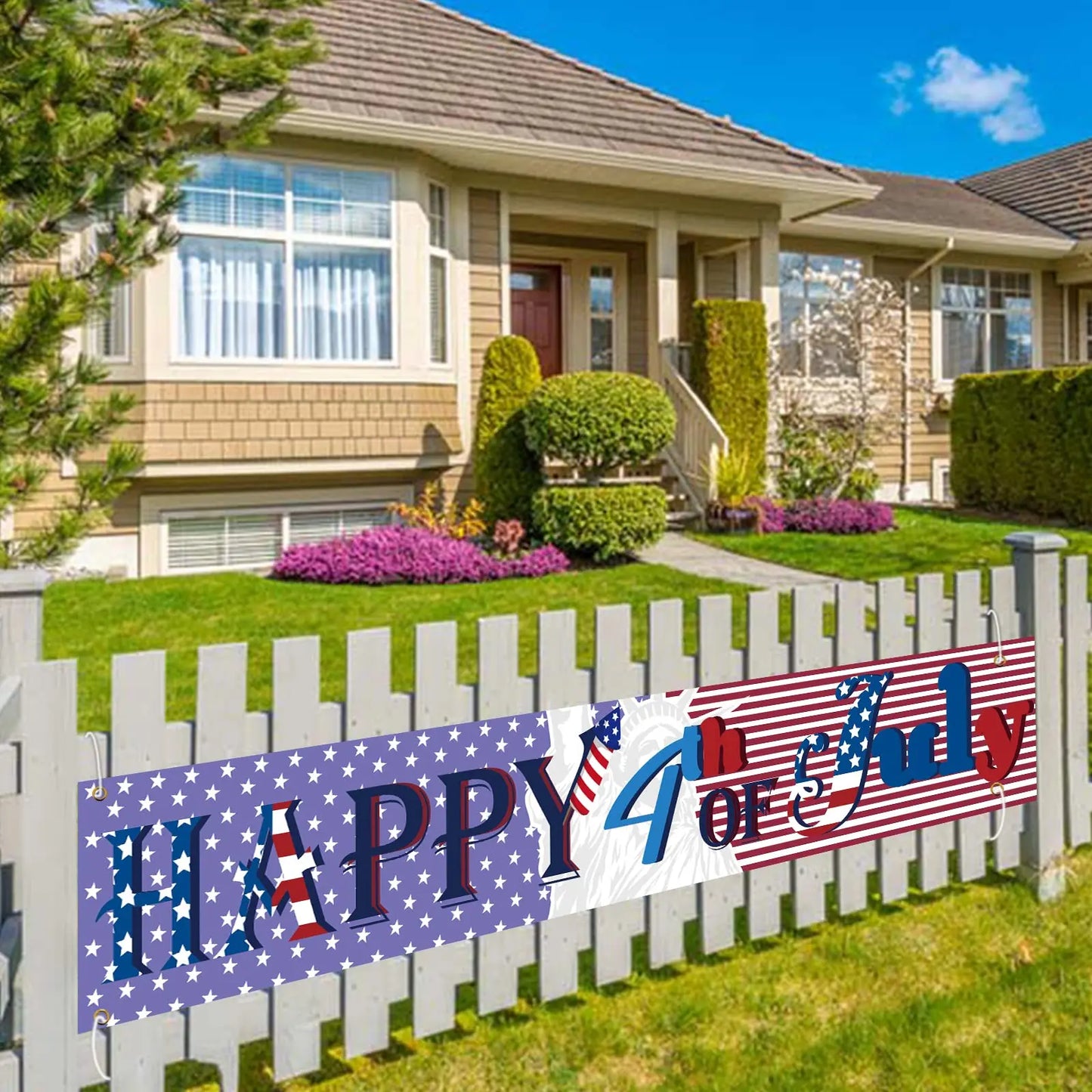 USA Banner American Independence Day Party Supplies 4th of July Yard Decorations Balloons Pattern Love American Signs Banners
