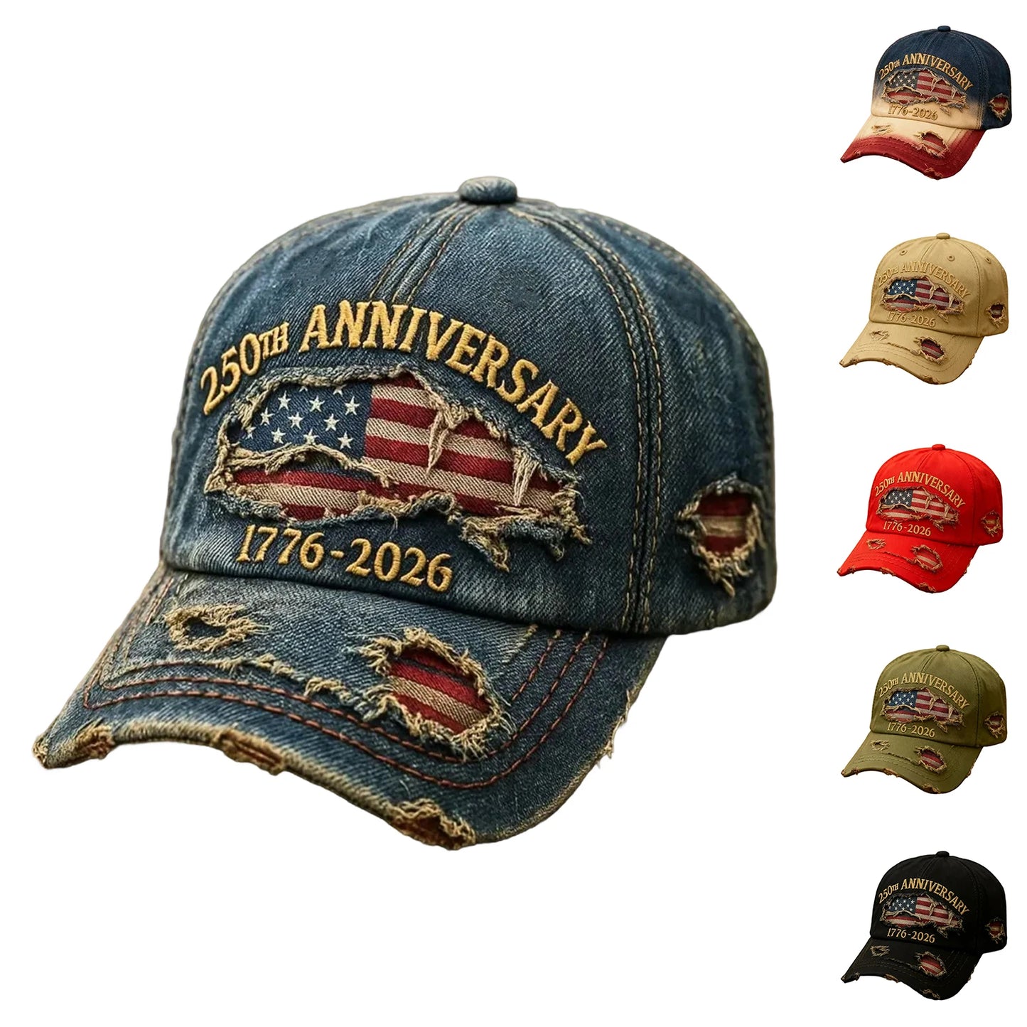 Men's and Women's New Trendy 2026 Commemorative Baseball Hat Fashion Solid Color Distressed Adjustable Casual Sun Cap
