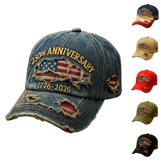 Men's and Women's New Trendy 2026 Commemorative Baseball Hat Fashion Solid Color Distressed Adjustable Casual Sun Cap