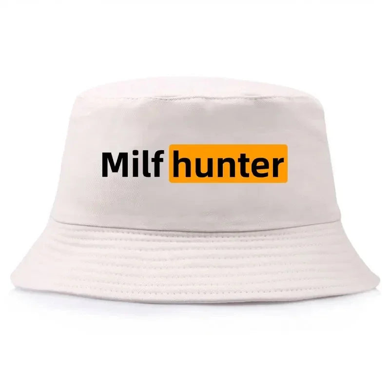 Milf Hunter Fisherman Hats Harajuku Panama Cap Daily Cool Casual Lovely Streetwear Outdoor Vintage Fashion Versatile Bucket Hat