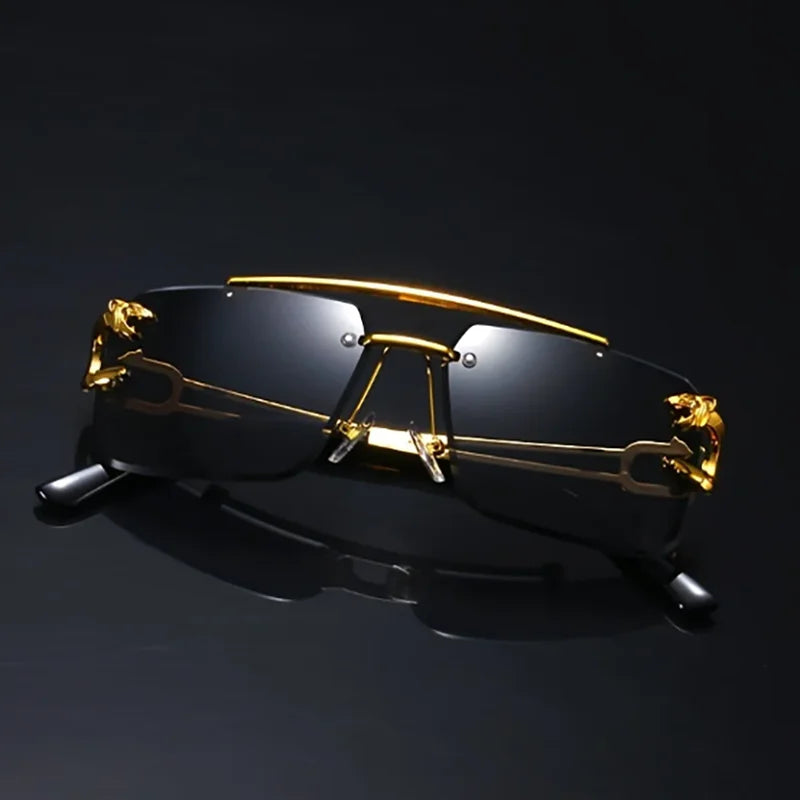 1pc Unisex Casual Hollow Out Design Retro Rimless Square Glasses For Daily Life Outdoor Vacation Beach Street-Photography