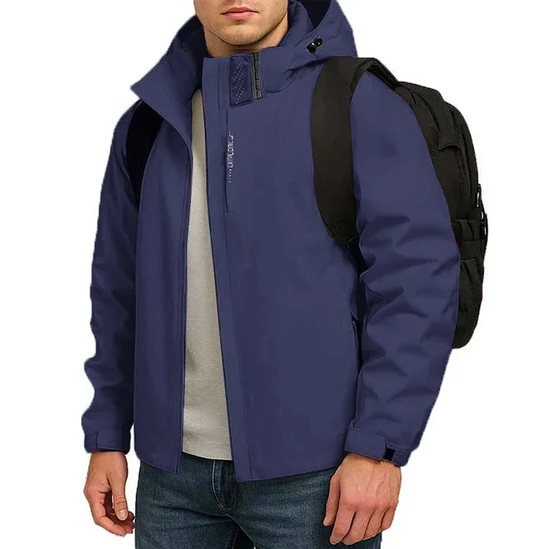 Mens Autumn Waterproof Windproof Hooded Jackets Lightweight Raincoats Casual Streetwear  Outdoor Hiking and Climbing Outerwear