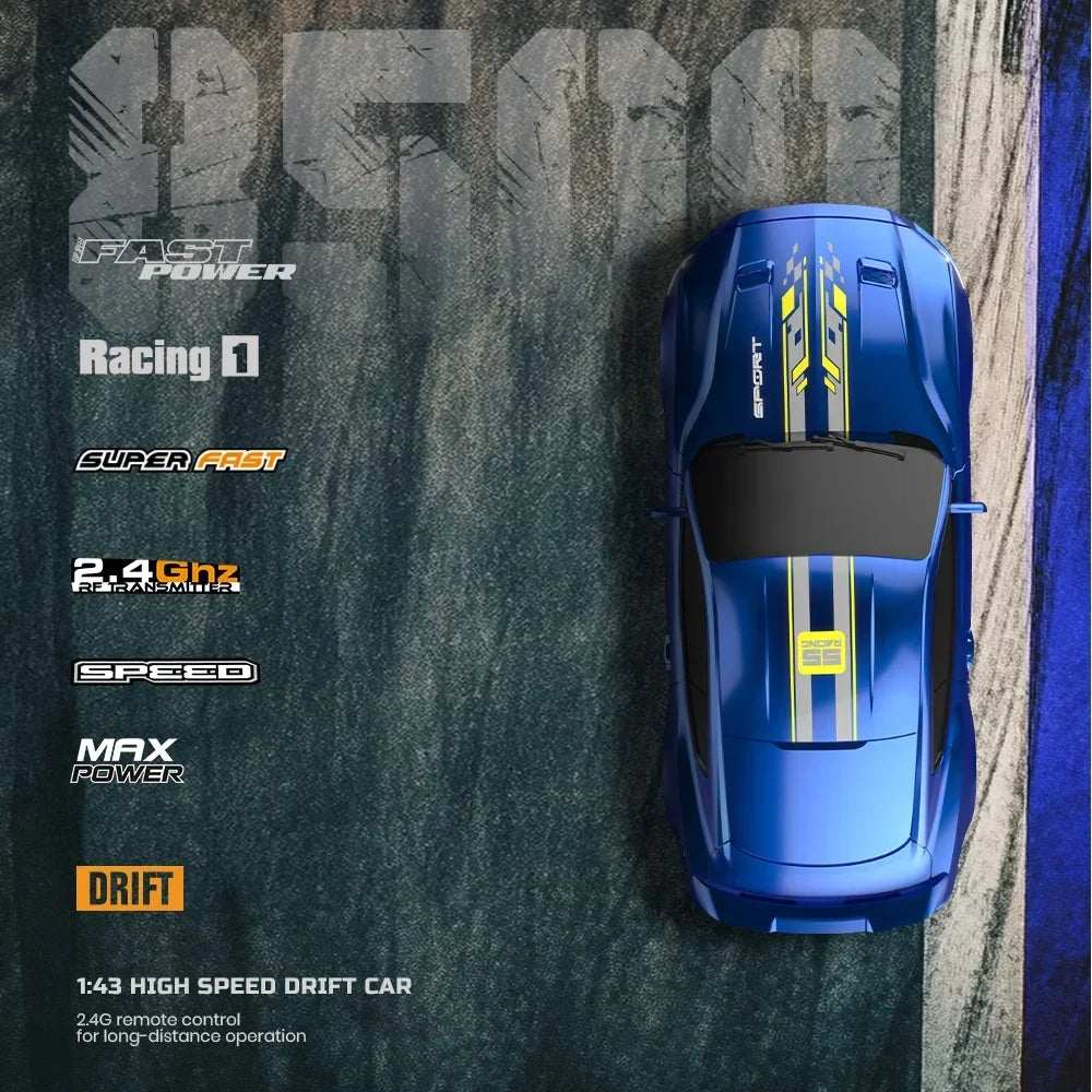 1/43 RC Car 4x4 2.4G Remote Control Racing Drift Vehicle 15km/h High Speed Off-road RTR with 7 Color LED Lights Toys Kids Gift
