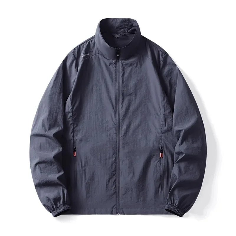 Summer Men's Lightweight Skin Coat Sun Protection Long Sleeve Jacket Stand Collar Camping Hiking Outdoor Streetwear