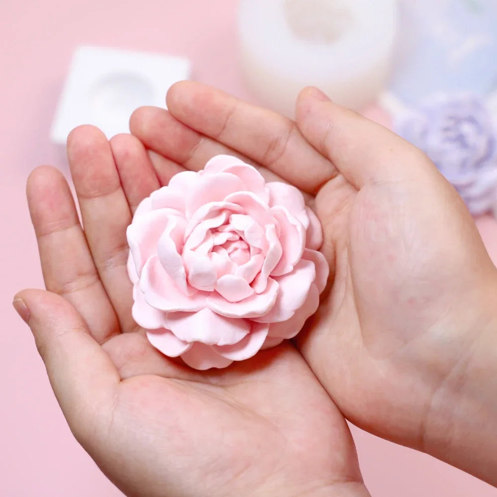 Stack Petal Peony Silicone Candle Molds Jasmine Resin Gypsum Moulds Rose Flower Chocolate Mother’s Day Gifts Birthday Cake Decor