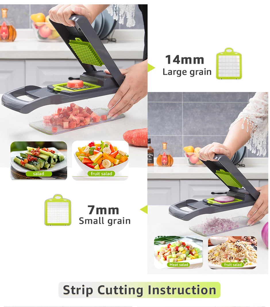 Multifunctional Vegetable Chopper & Grater – 7-Blade Kitchen Slicer Set