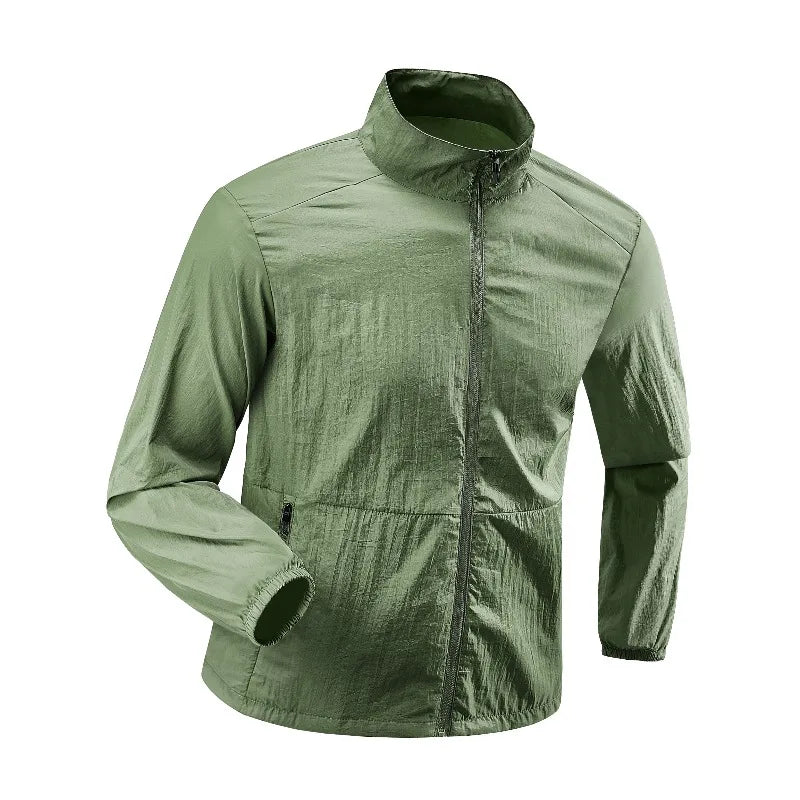 Summer Men's Fashion Trend Versatile Sunscreen Skin Jacket Outdoor Cycling Sports UV Resistant Lightweight Breathable Jacket