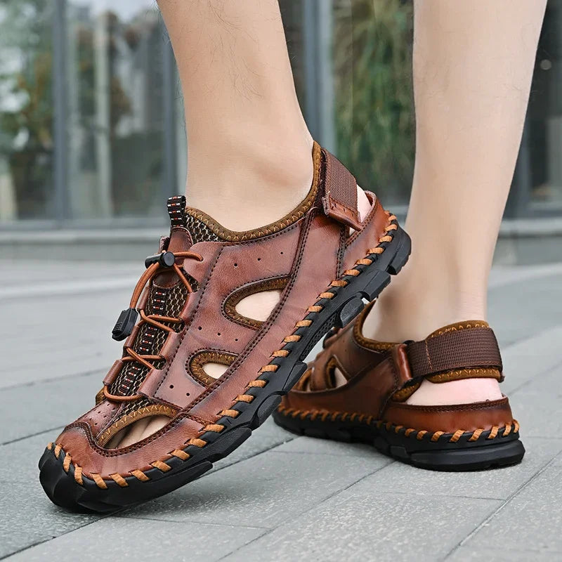 Men's Summer Thick Bottom Sandals 2025 New Casual Beach Sandals Men Shoes Mesh Breathable Comfortable Soft Roman Men's Slippers