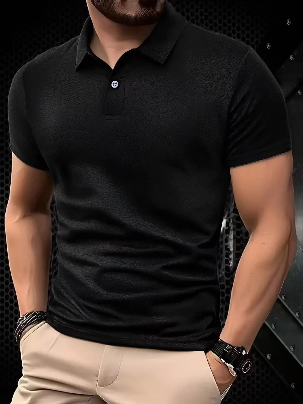 Summer Men's Short Sleeve T-Shirt Button Classic Fit Casual Polo Shirts Pullover Shirts Outdoor Solid Color Lightweight Tops