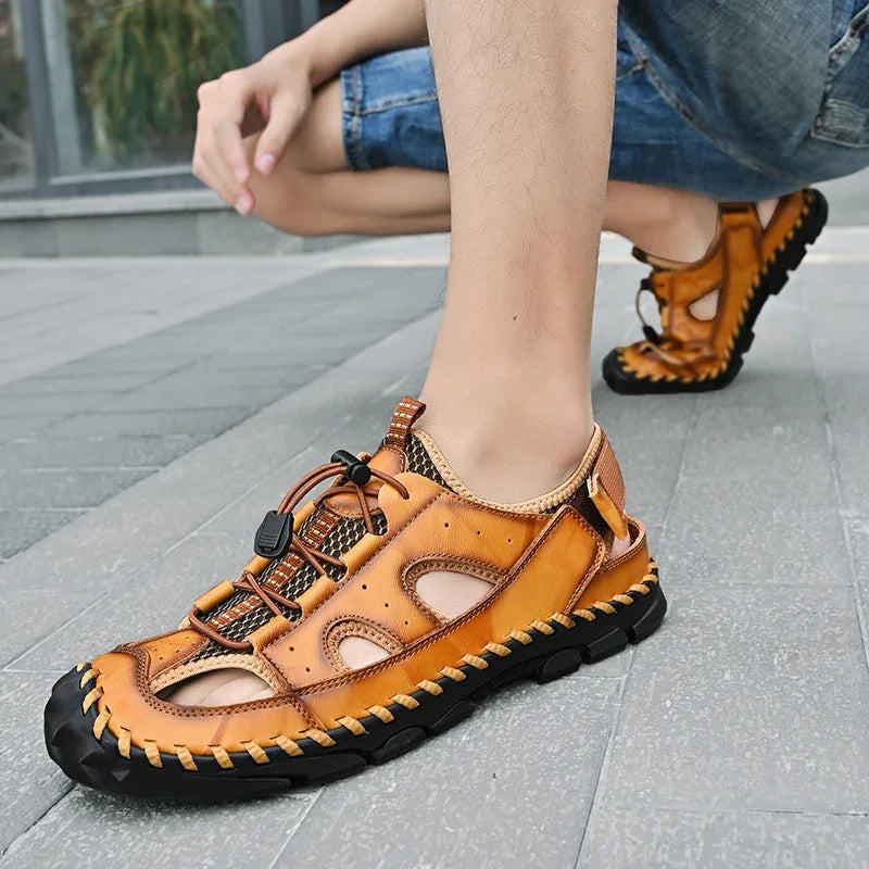 Men's Summer Thick Bottom Sandals 2025 New Casual Beach Sandals Men Shoes Mesh Breathable Comfortable Soft Roman Men's Slippers