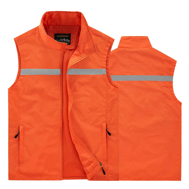 Men's Solid Color Fishing Vests Casual Golf Lightweight Vests Mens Summer Sleeveless Jacket for Hiking Utility Safari Vest