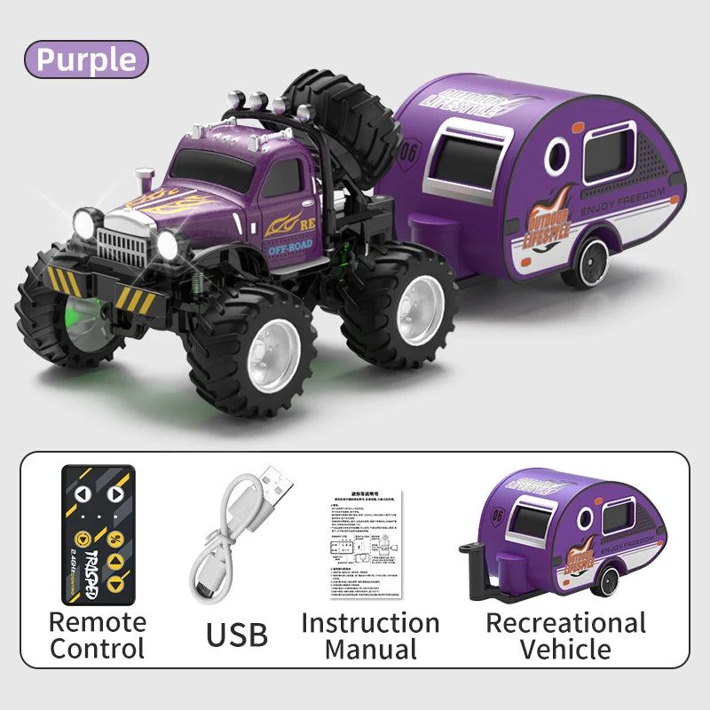 New 1:64 Rc Car Mini 2.4Ghz City Road Handle High Speed Alloy All Terrain Remote Control Car Dual Control Children's Toys Gifts