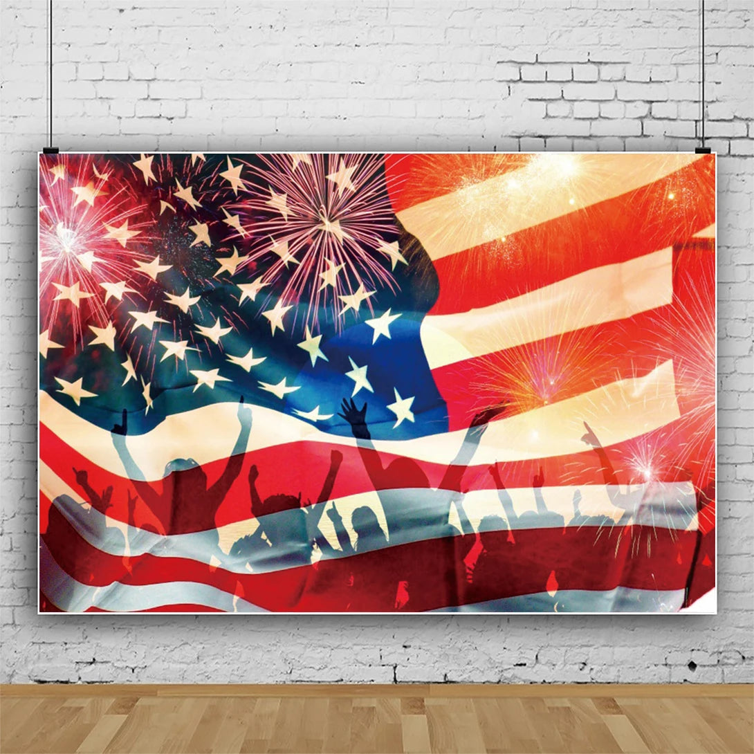 July 4th Independence Day Theme Background USA Flag Star Balloon Celebration Party Decoration Banner Photo Shoot Props Gifts