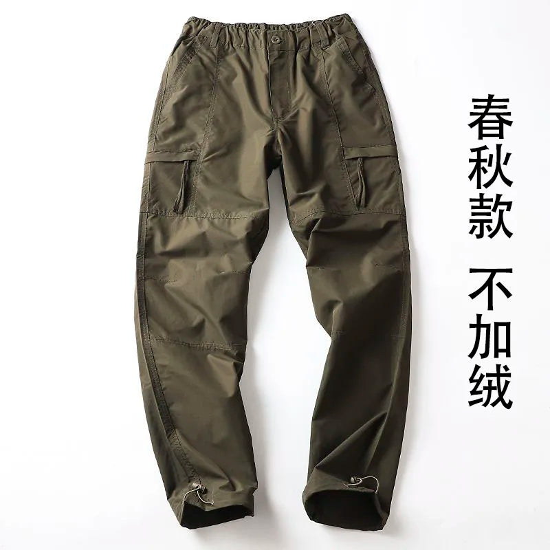 Outdoor Workwear Pants Men's Loose Fleece Lined Thick Soft  Hiking Pants Windproof Waterproof Polyester Fiber Straight Leg