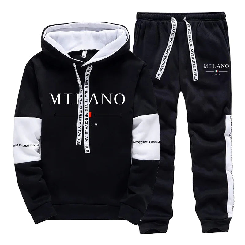 Men's Printed Tracksuit — Casual Hoodie & Jogger Pants Sportswear Set