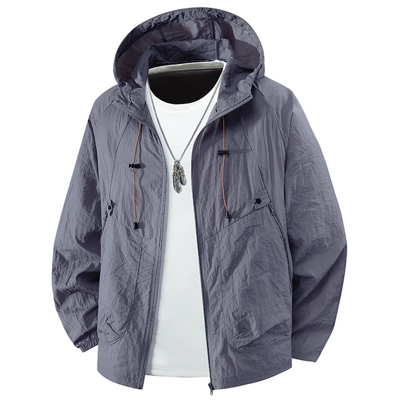 Summer Waterproof Hiking Jackets Men Fishing Cycling Hooded Gym Sports Running Coat Outdoor Sun-Protective Jacket Men Clothing
