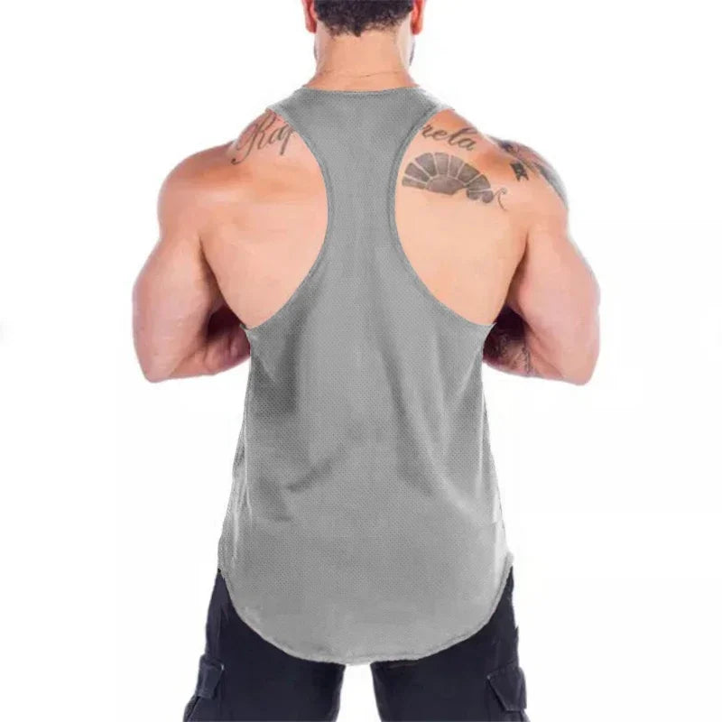 Hot Sale Mens Printed Tank Tops Mesh Breathable Quick Dry Cool Vests Running Shirts Gym Bodybuilding Fitness Sleeveless Singlets