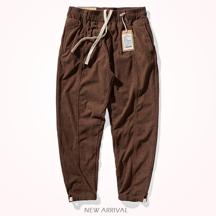Corduroy pants men's elastic waist autumn sweatpants loose bundle feet tide brand overalls