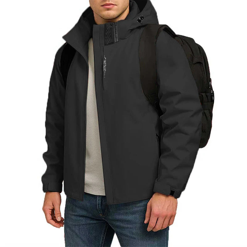 Mens Autumn Waterproof Windproof Hooded Jackets Lightweight Raincoats Casual Streetwear  Outdoor Hiking and Climbing Outerwear