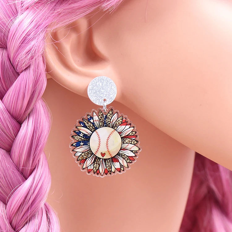 4th of July Independence Day Stud Drop Earrings Hoop Flag TRENDY Acrylic Jewelry For women