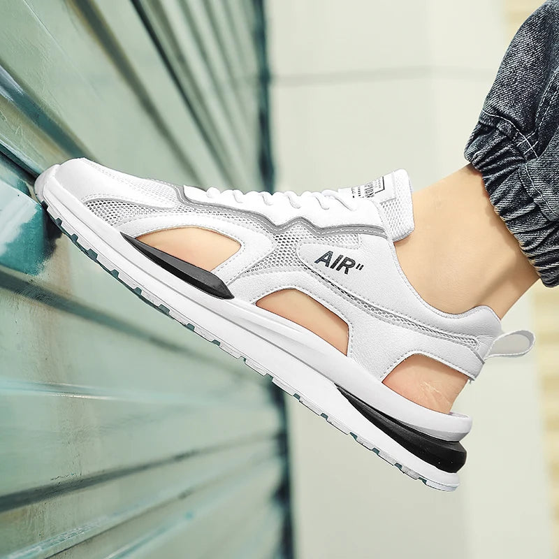 Men's sandals for summer wear, non slip soft sole for teenagers, sports and leisure, thick sole for driving on the beach, hooded