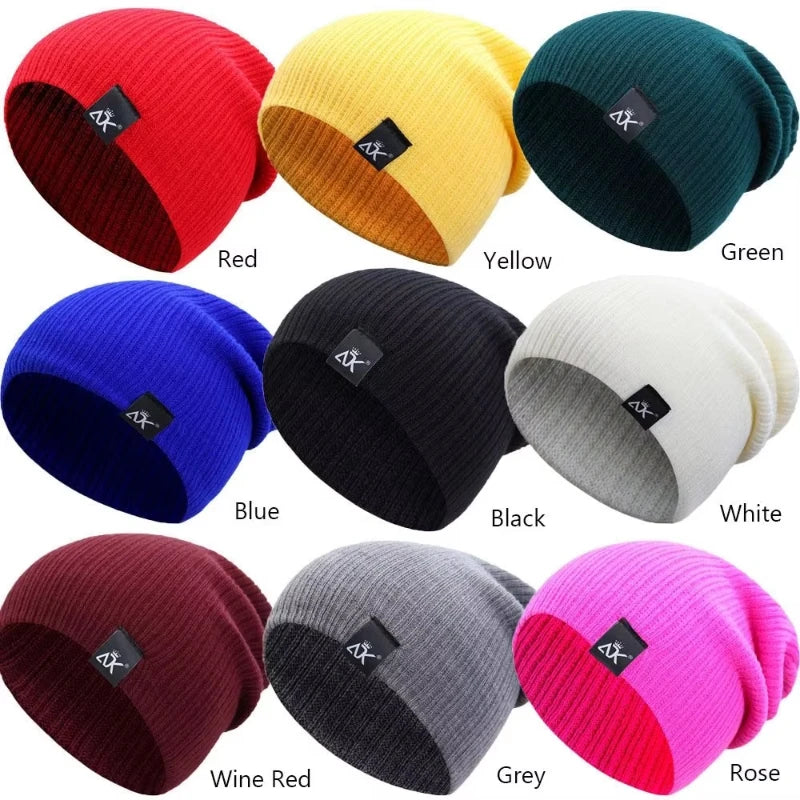 Knitted Hats Winter Unisex Warm Casual Slouchy Hats Outdoor Wool Caps Mens Beanie Letter Solid Color Fashion Street Hip Hop Hats
