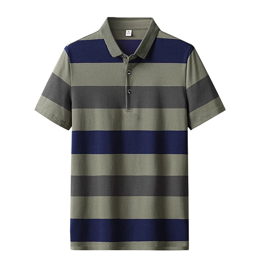 Men'S Classic Striped Polo Shirt 95% Cotton Short Sleeve 2025 Summer Plus Oversize 4XL