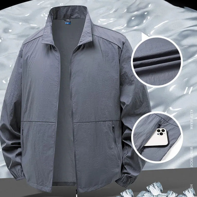Summer Jackets Men Windbreaker Coats Sports Sunscreen Clothing Men Ultrathin Fishing Wearing Stand Collar Summer Fishing Jacket
