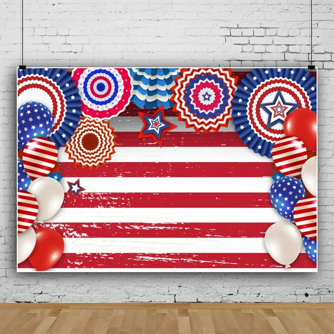 July 4th Independence Day Theme Background USA Flag Star Balloon Celebration Party Decoration Banner Photo Shoot Props Gifts