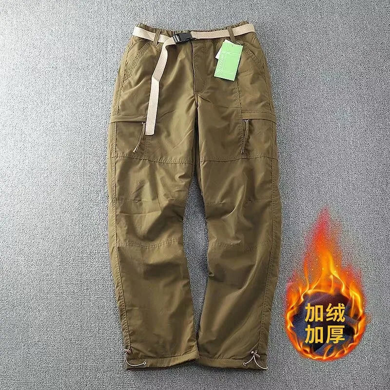Outdoor Workwear Pants Men's Loose Fleece Lined Thick Soft  Hiking Pants Windproof Waterproof Polyester Fiber Straight Leg