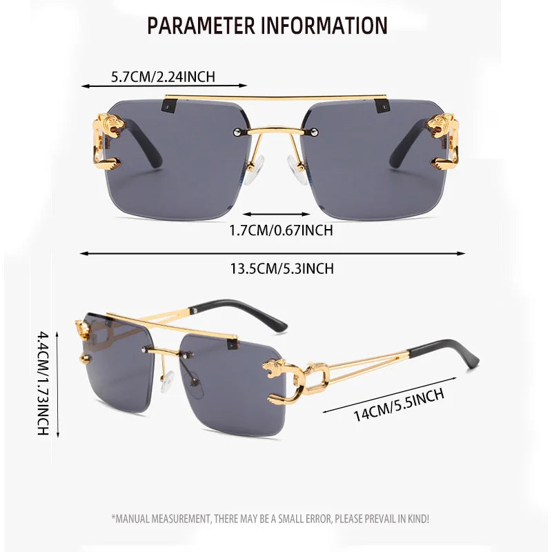 1pc Unisex Casual Hollow Out Design Retro Rimless Square Glasses For Daily Life Outdoor Vacation Beach Street-Photography