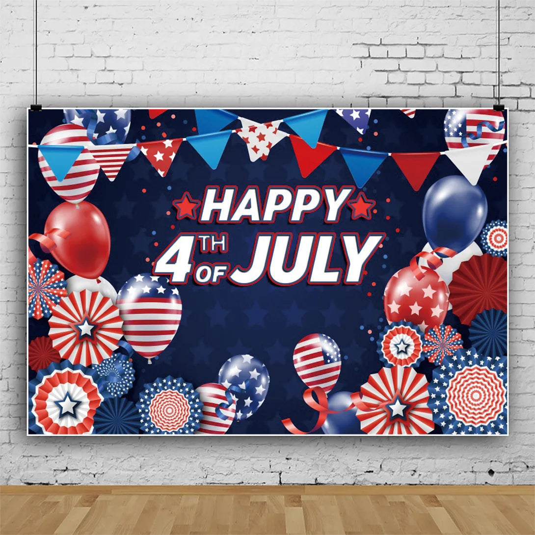 July 4th Independence Day Theme Background USA Flag Star Balloon Celebration Party Decoration Banner Photo Shoot Props Gifts