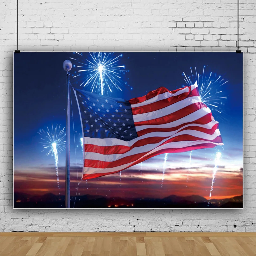 July 4th Independence Day Theme Background USA Flag Star Balloon Celebration Party Decoration Banner Photo Shoot Props Gifts