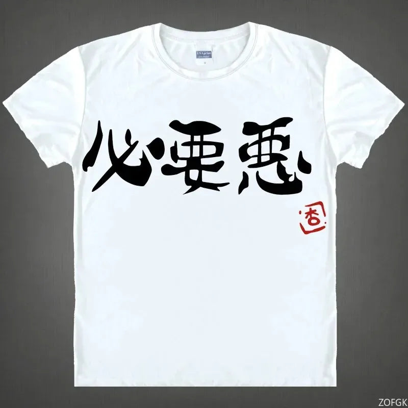 Anime Futaba Anzu Printed T-shirt Chinese Word Cosplay Tops Tshirts Summer Breathing Clothing Tees Mens Funny T Shirt