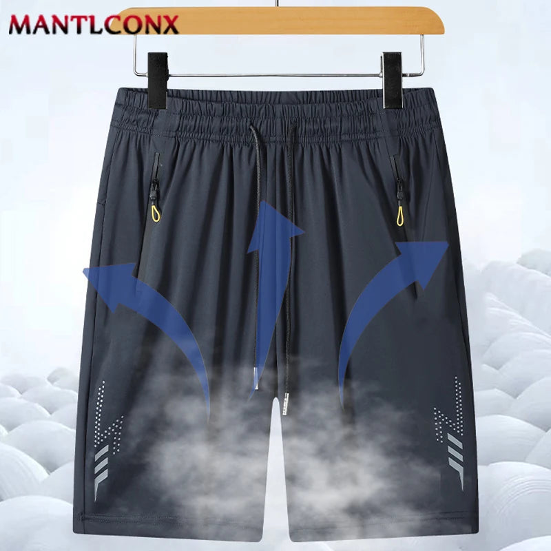 Quick Dry Shorts Men Summer Thin Short Pants Running Sports Bottom Gym Fitness Beach Zipper Pocket Loose Short Sweatpants Men