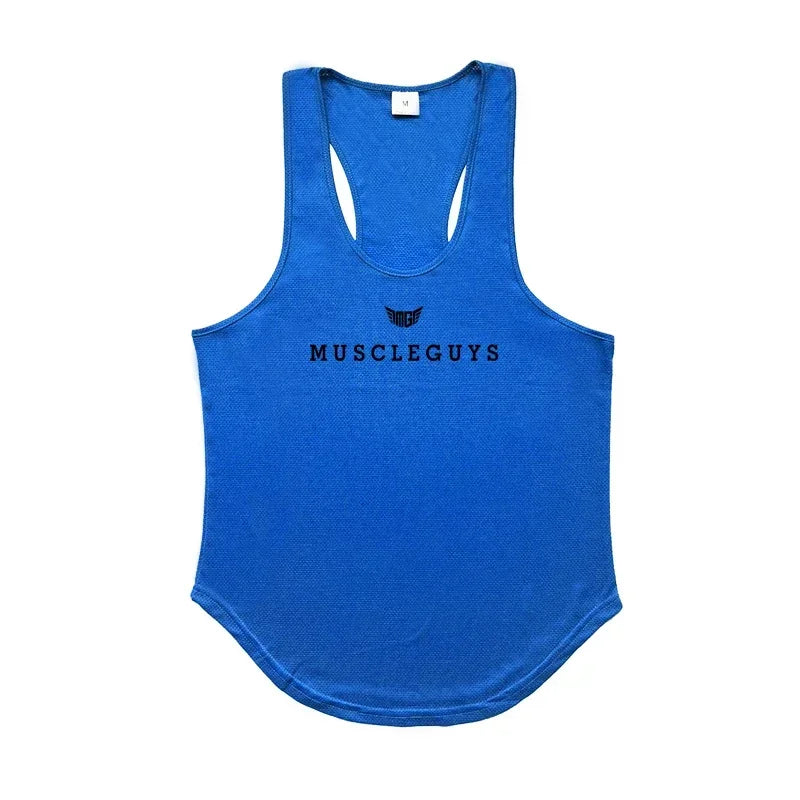 Hot Sale Mens Printed Tank Tops Mesh Breathable Quick Dry Cool Vests Running Shirts Gym Bodybuilding Fitness Sleeveless Singlets