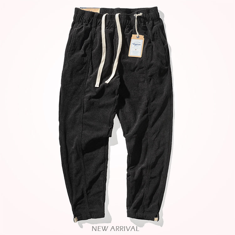 Corduroy pants men's elastic waist autumn sweatpants loose bundle feet tide brand overalls