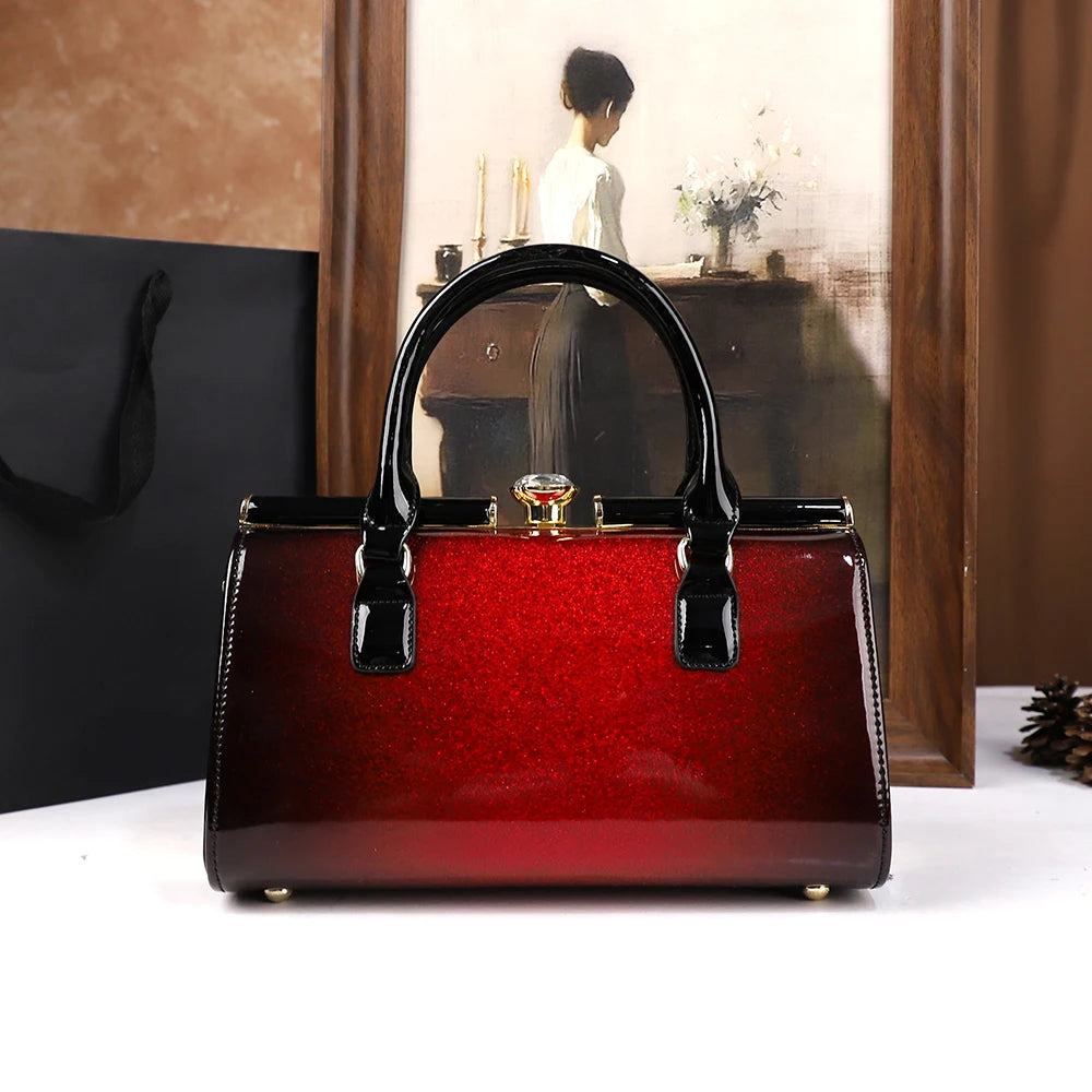 2025 New pillowcase, women's bag, hand-held shoulder, water diamond, middle-aged lady, mother's bag, crossbody bag, retro style