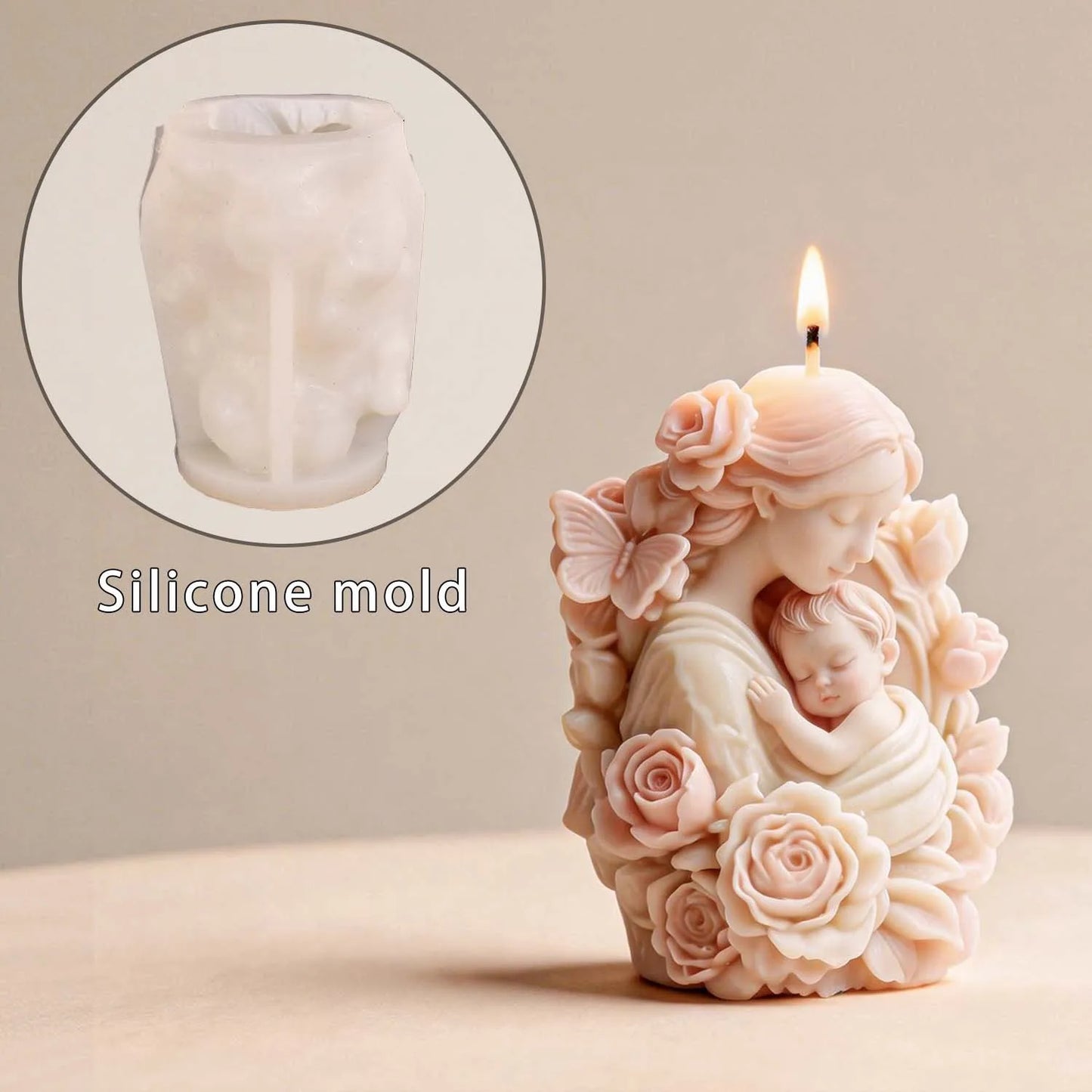 Resin Mold Non-Toxic Gypsum Ornament Mold Flower Mother Mold  For Home Decoration Candle Making Mother’S Day Gift