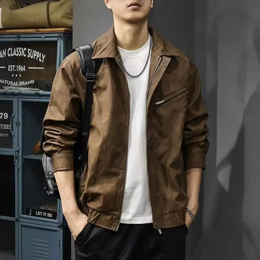 Mens Jacket Vintage Motorcycle Jacket Coat Outerwear Spring Autumn Fashion Casual Jackets for Men New in Jackets Working Jacket